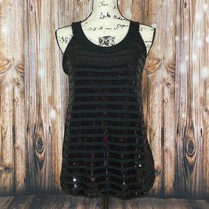 H&M women's black sequined blouse